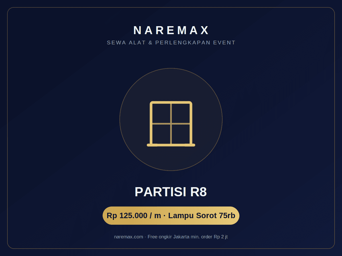 Sewa Partisi R8 dan lampu sorot untuk booth pameran — NAREMAX Jakarta