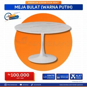 Vendor Sewa Meja Bulat Pameran Warna Putih - Vendor Pameran Murah Terbaik di Jakarta - Naremax Rental Multimedia