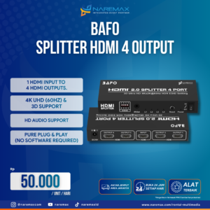Vendor Sewa HDMI Splitter 4 Output Bafo Murah Jakarta - Vendor Rental Multimedia Murah Terbaik di Jakarta - Naremax Rental Multimedia