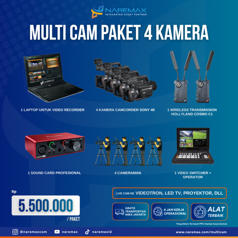 Snack Box 8 Jasa Live Cam Multicam Hybrid Murah Paket 4 Kamera - Vendor Jasa Live Streaming Murah Jakarta Bogor Depok Tangerang Bekasi