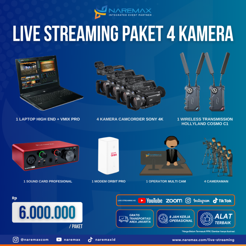 Snack Box 12 Jasa Live Streaming Hybrid Murah Paket 4 Kamera - Vendor Jasa Live Streaming Murah Jakarta Bogor Depok Tangerang Bekasi