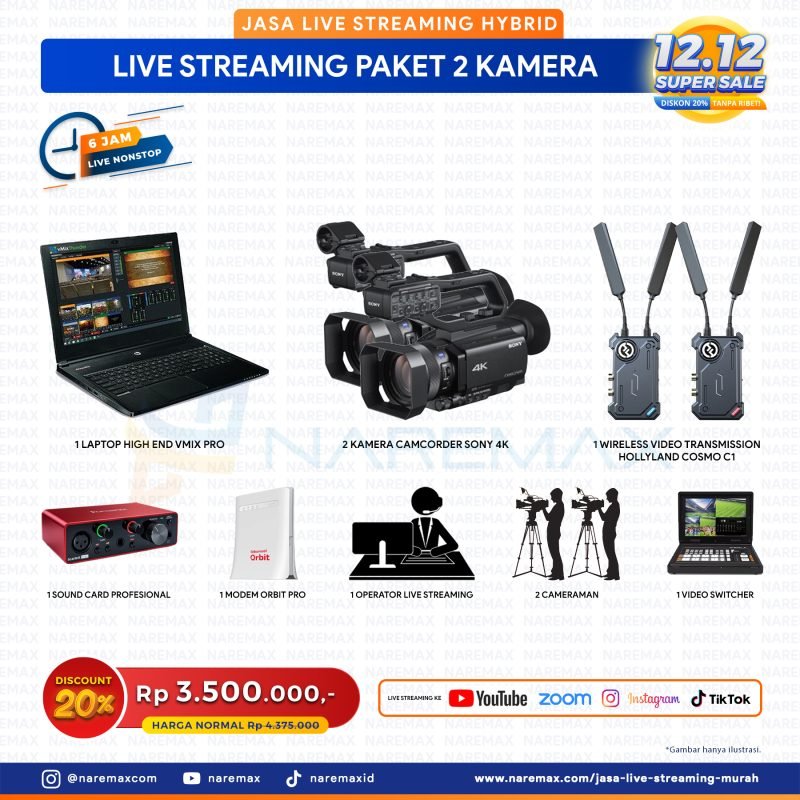 Jasa Live Streaming Multicam Hybrid Murah Paket 2 Kamera - Vendor Jasa Live Streaming Murah Jakarta Bogor Depok Tangerang Bekasi - Versi 12.12